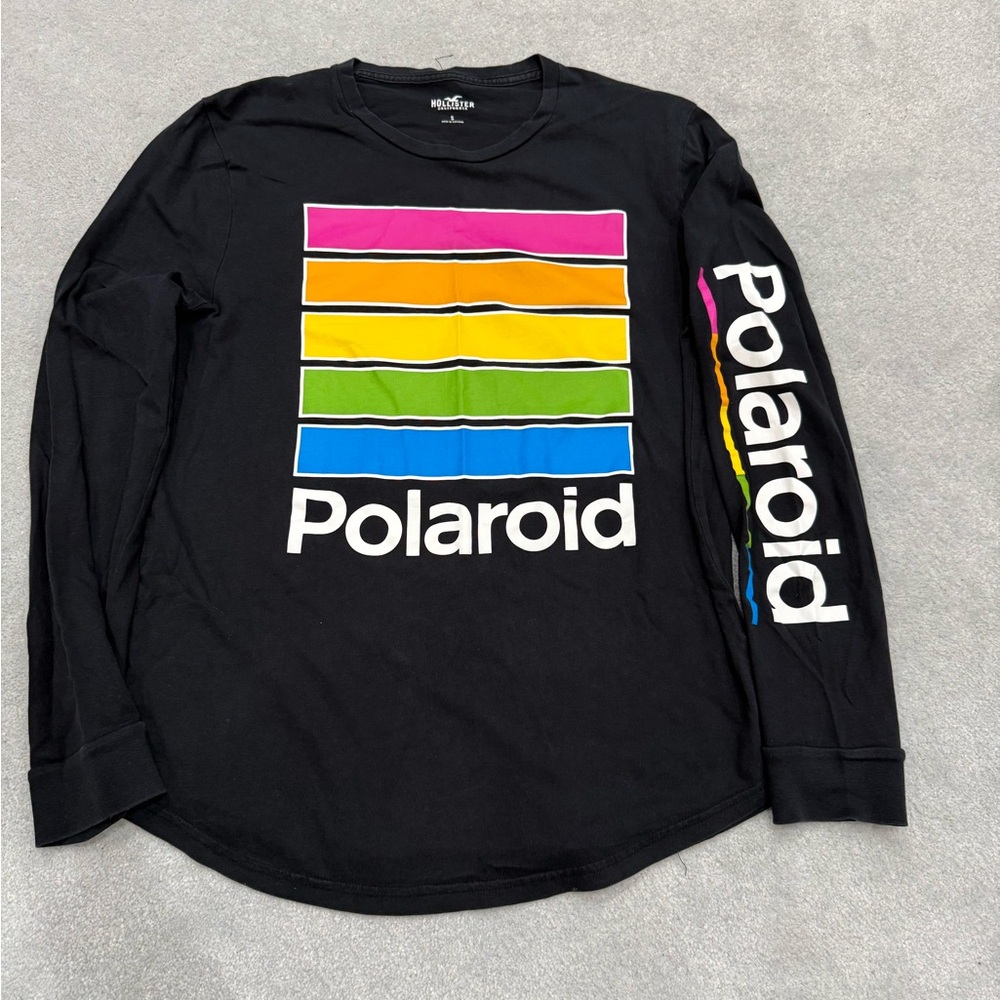 Hollister Black Long Sleeve with Colorful Polaroid Design